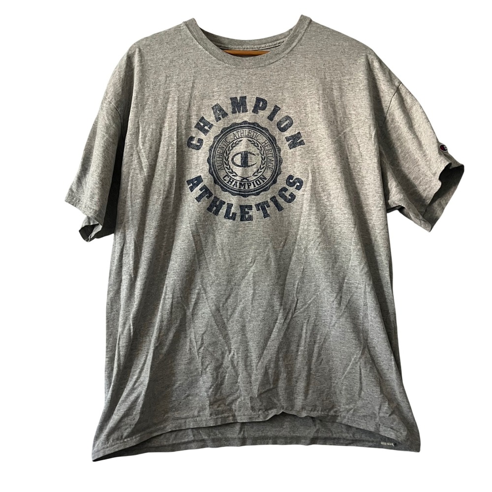 5/$25 Champion Athletics Gray Graphic T-Shirt‎ Mens XL Short Sleeve Crew Top